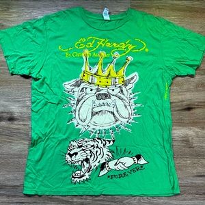 Ed Hardy green short sleeve shirt size XL
